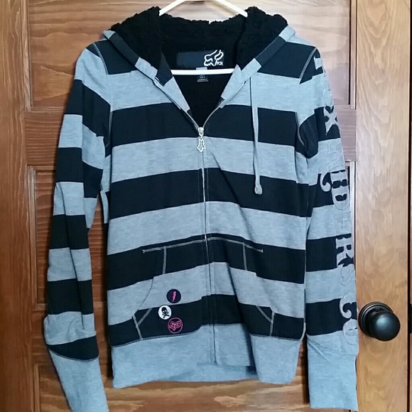 striped zip hoodie